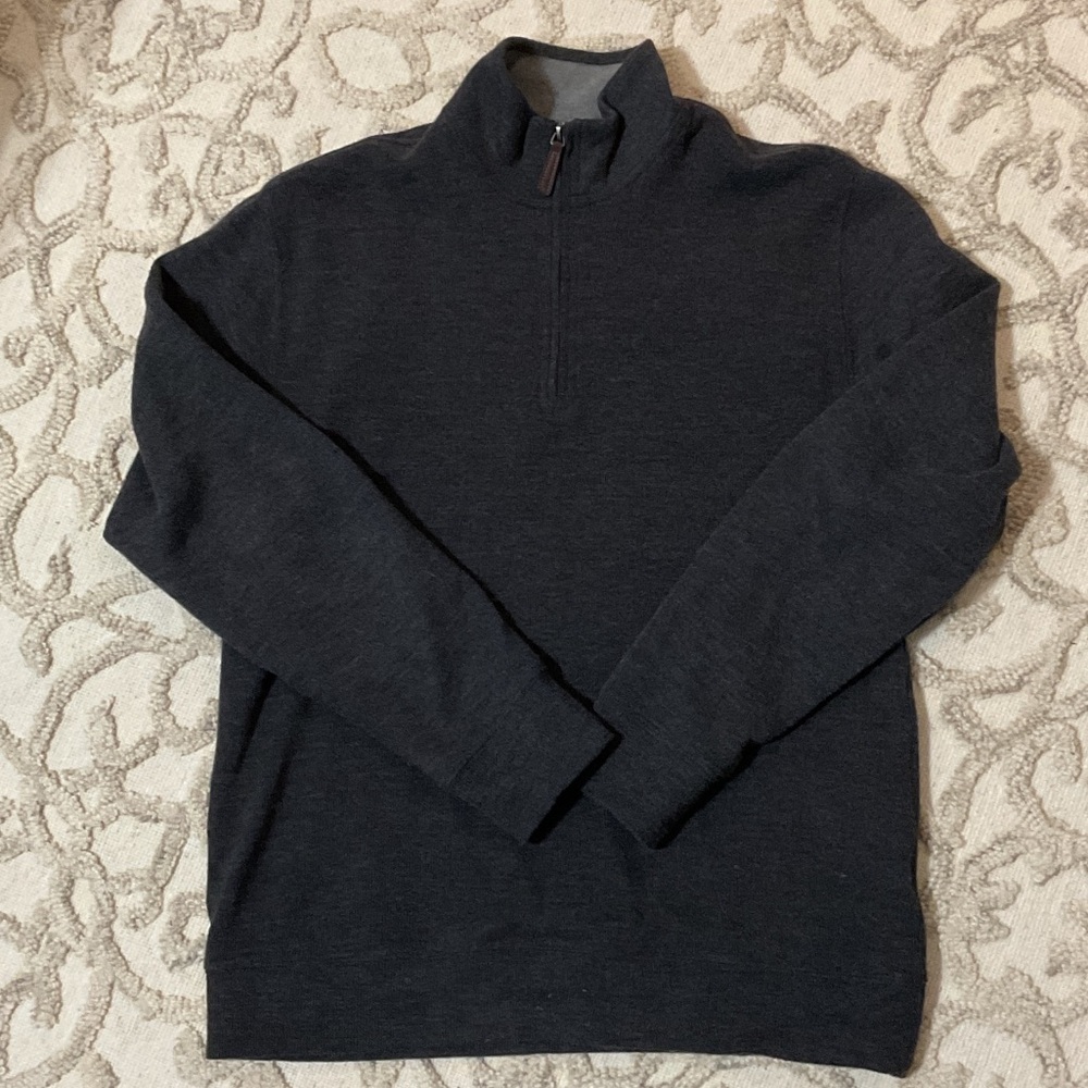 Lands' End Men's Charcoal 1/4 Zip-Up Sweater Size small